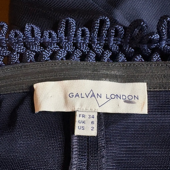 EUC Galvan London- Aguafina Elegant Navy Blue Off-Shoulder Dress. Size US 2 - Picture 7 of 11